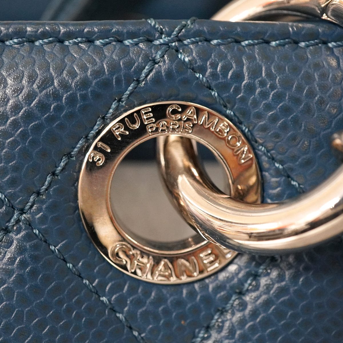 Luxury Promise Japan CHANEL GST BIG COCO CHAIN TOTE BAG BLUE CAVIAR SKIN SILVER HARDWARE 90346123
