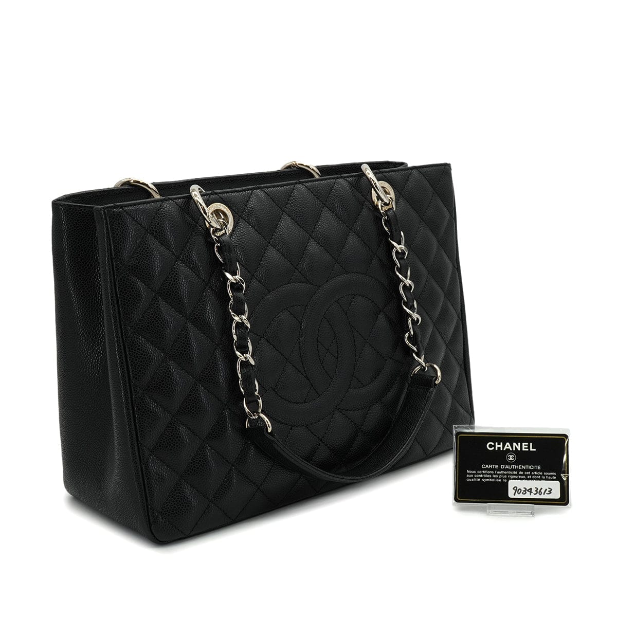 Luxury Promise Japan CHANEL GST BIG COCO TOTE BAG BLACK CAVIAR SKIN SILVER HARDWARE 90343613