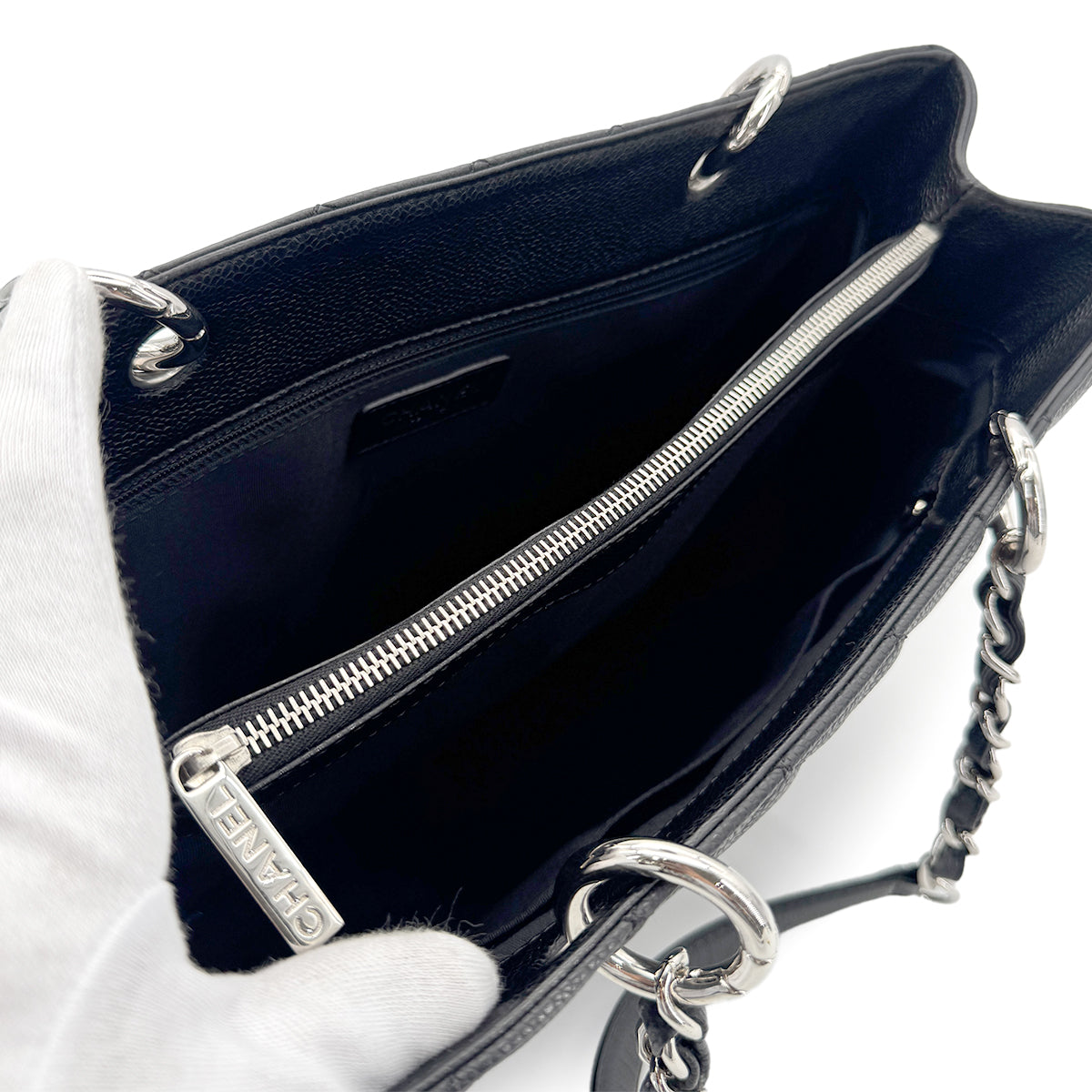 Luxury Promise Japan CHANEL GST COCOMARK CHAIN TOTE BAG BLACK CAVIAR SKIN 90276758