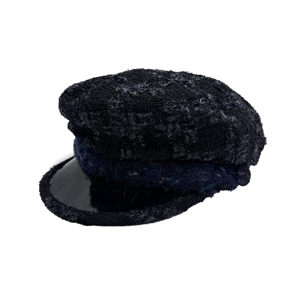 Luxury Promise Japan CHANEL HAT COCOMARK TWEED BLACK NAVY WOOL M ACCESSORY 90320166
