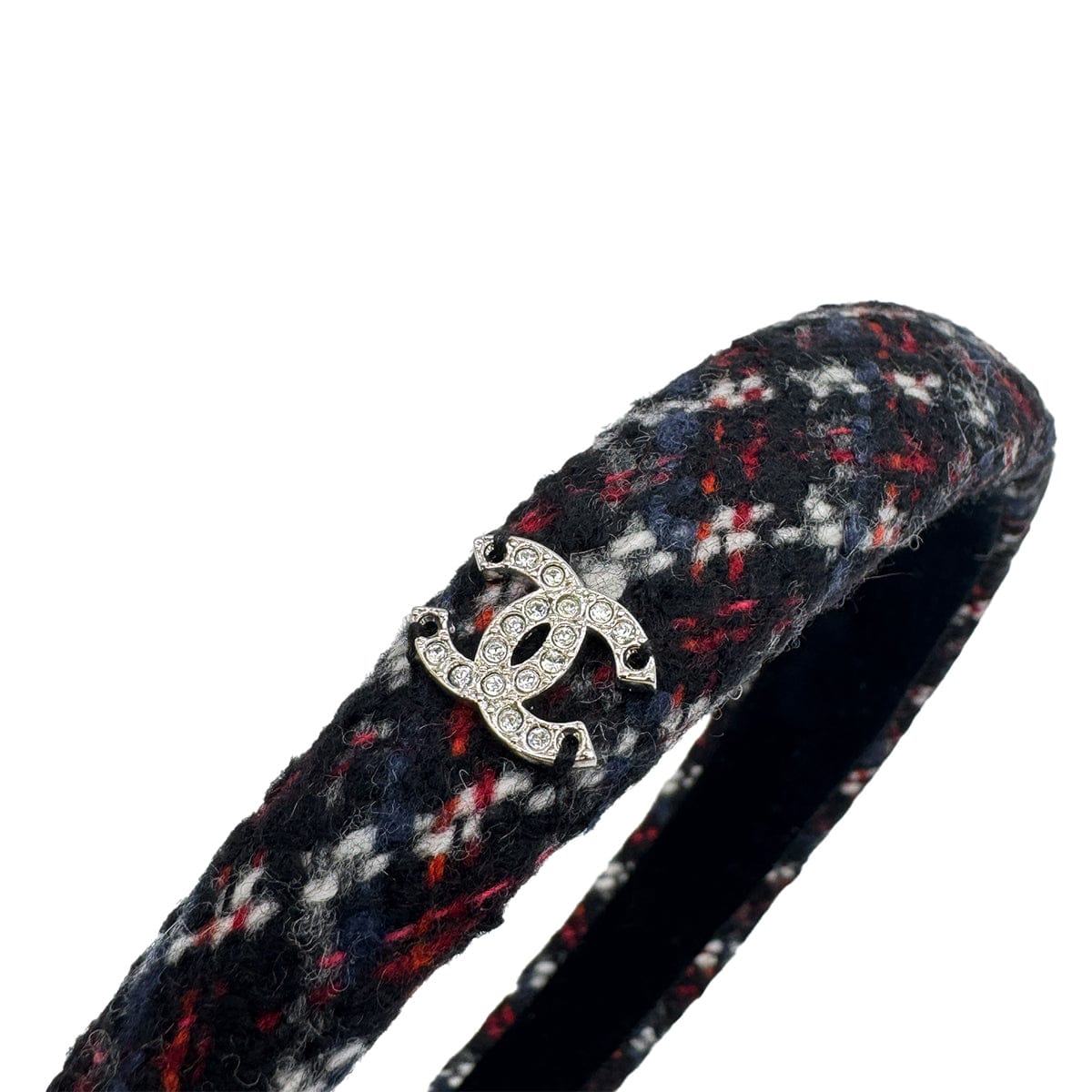 Luxury Promise Japan CHANEL HEADBAND COCOMARK RHINESTONE MULTICOLOR TWEED HAIR ACCESSORY 90321034