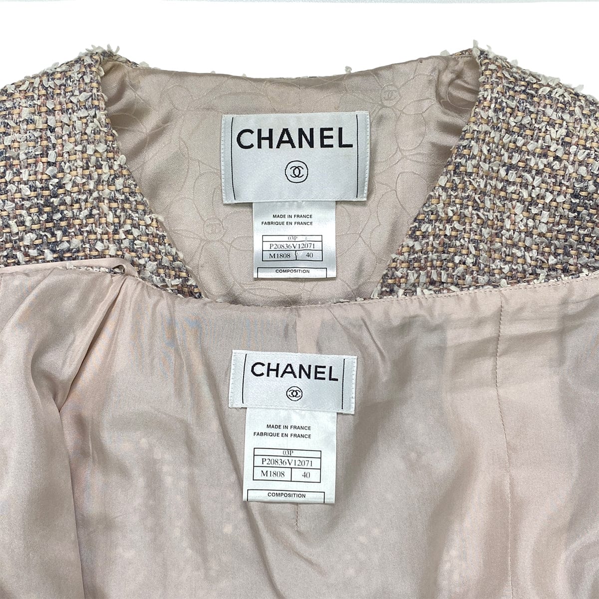 Luxury Promise Japan CHANEL JACKET SKIRT SET PINK TWEED 40 03P RTW 90283146
