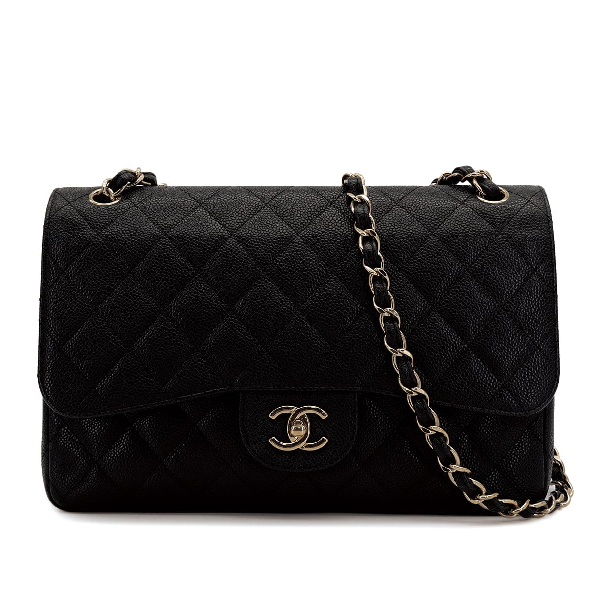 Luxury Promise Japan CHANEL JUMBO MATELASSE 30 CHAIN SHOULDER BAG BLACK CAVIAR SKIN GOLD HARDWARE 90312497
