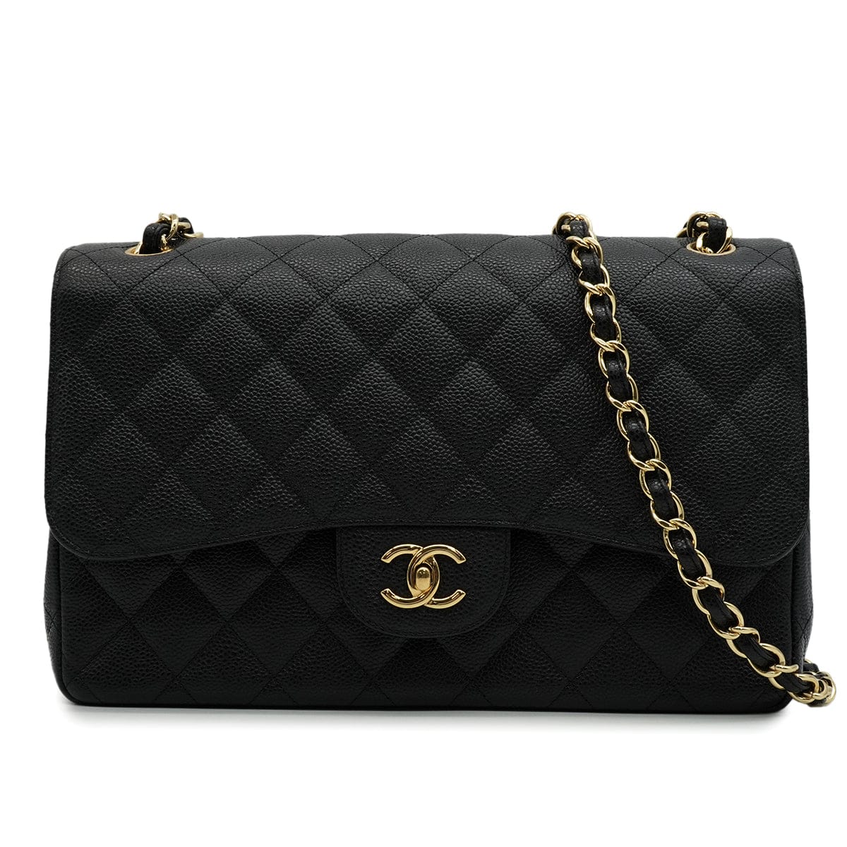 Luxury Promise Japan CHANEL JUMBO MATELASSE 30 CHAIN SHOULDER BAG BLACK CAVIR SKIN GOLD HARDWARE 90346663