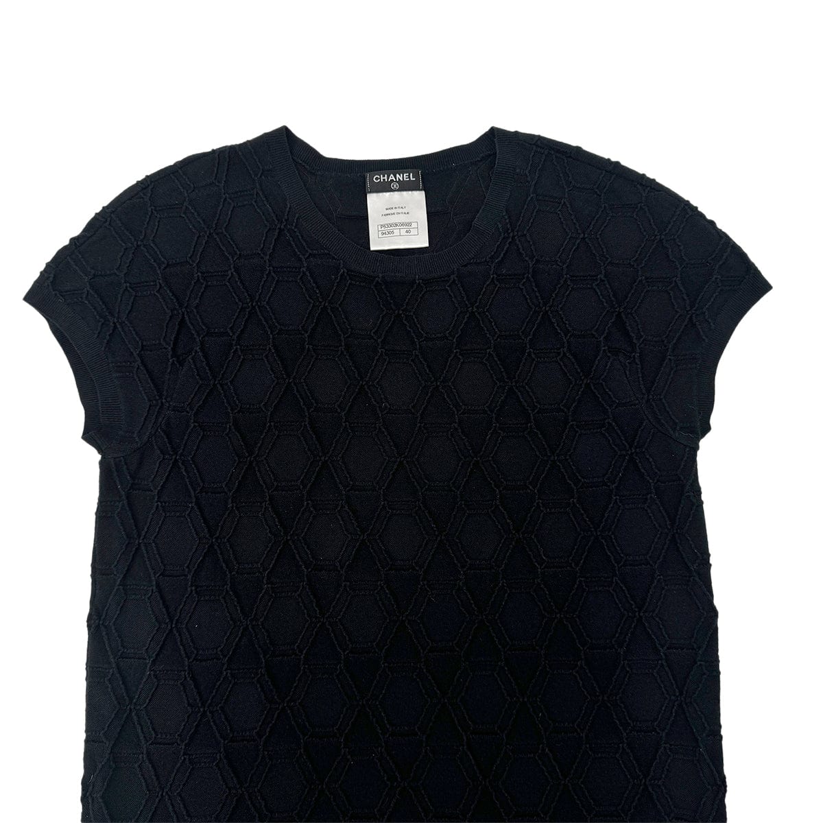 Luxury Promise Japan CHANEL KNIT TOPS SHORT SLEEVE BLACK COTTON 40 P53 RTW 90283635