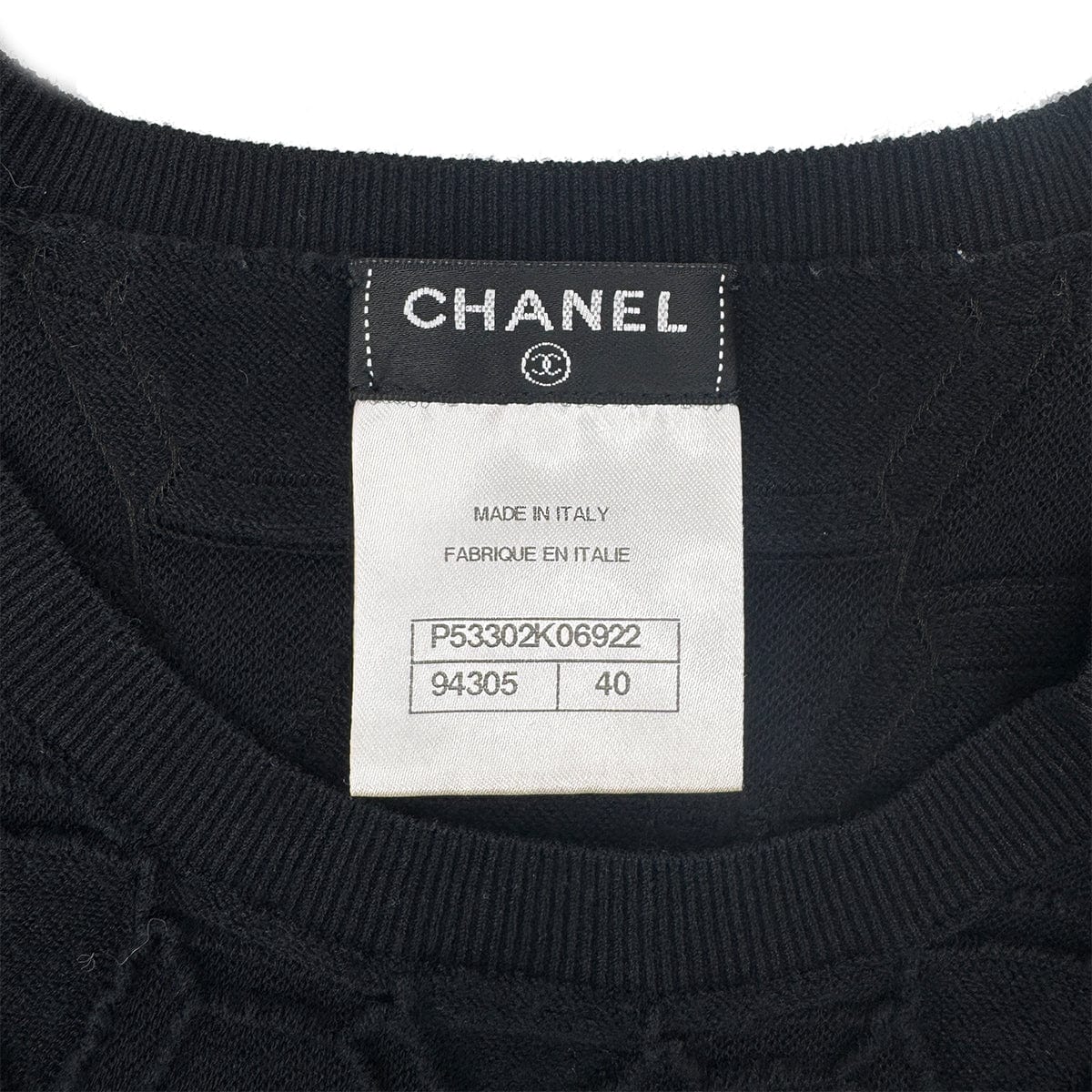 Luxury Promise Japan CHANEL KNIT TOPS SHORT SLEEVE BLACK COTTON 40 P53 RTW 90283635