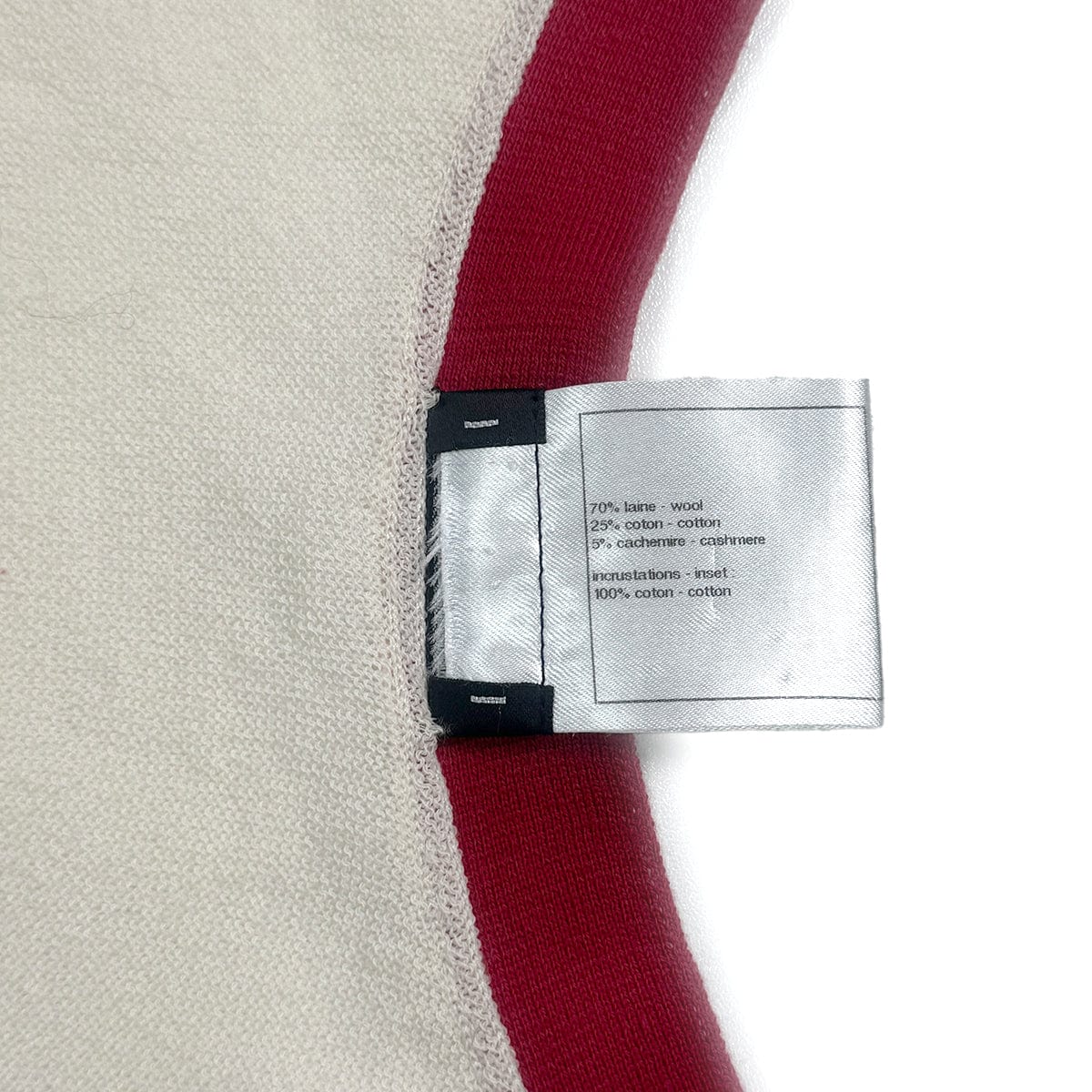 Luxury Promise Japan CHANEL LONG CARDIGAN BORDER PATTERN BEIGE RED BLACK WOOL 38 P45 RTW 90284016