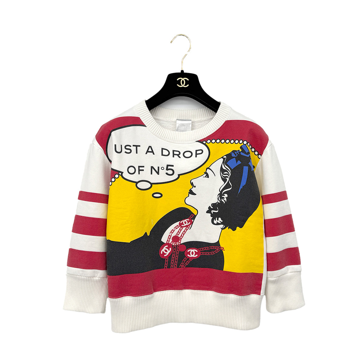 Luxury Promise Japan CHANEL MADEMOISELLE LONG SLEEVE SWEATSHIRT WHITE COTTON 40 01A RTW 90299334