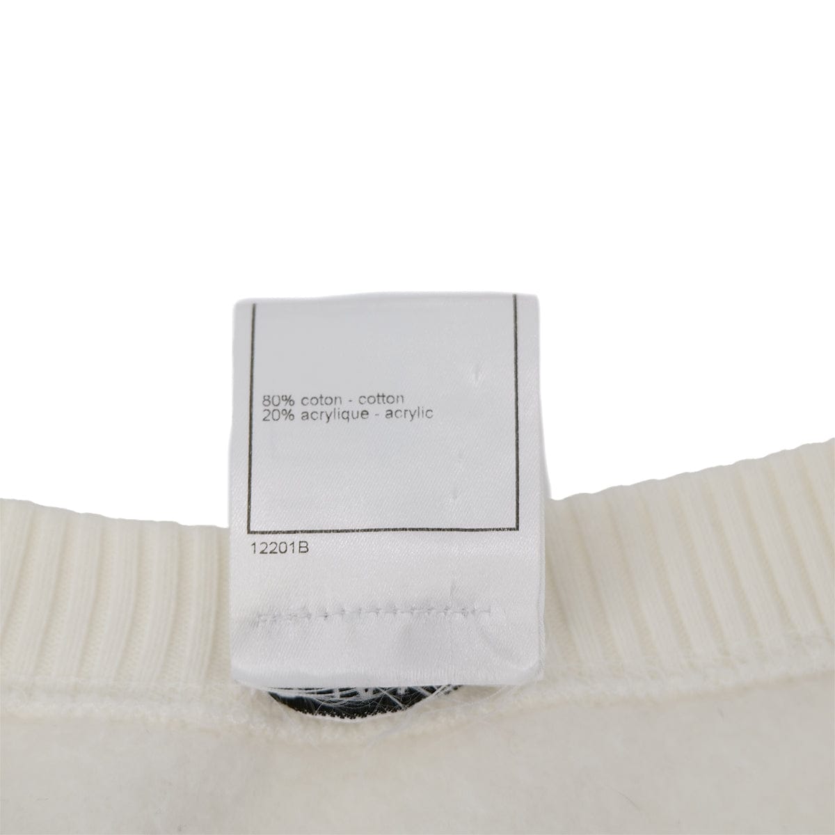 Luxury Promise Japan CHANEL MADEMOISELLE LONG SLEEVE SWEATSHIRT WHITE COTTON 42 01A RTW 90301749