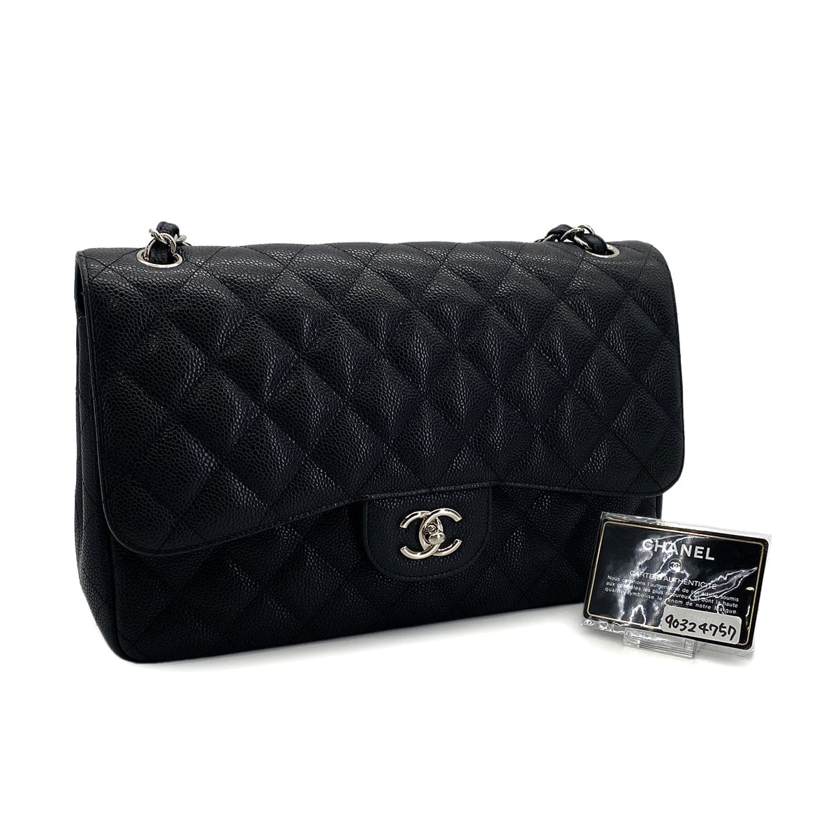 Luxury Promise Japan CHANEL MATELASSE 30 CHAIN SHOULDER BAG BLACK CAVIAR SKIN SILVER HARDWARE 90324757