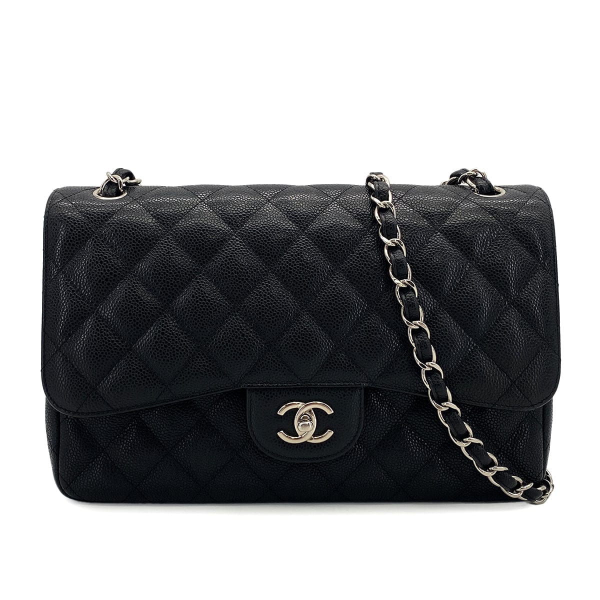 Luxury Promise Japan CHANEL MATELASSE 30 CHAIN SHOULDER BAG BLACK CAVIAR SKIN SILVER HARDWARE 90324757