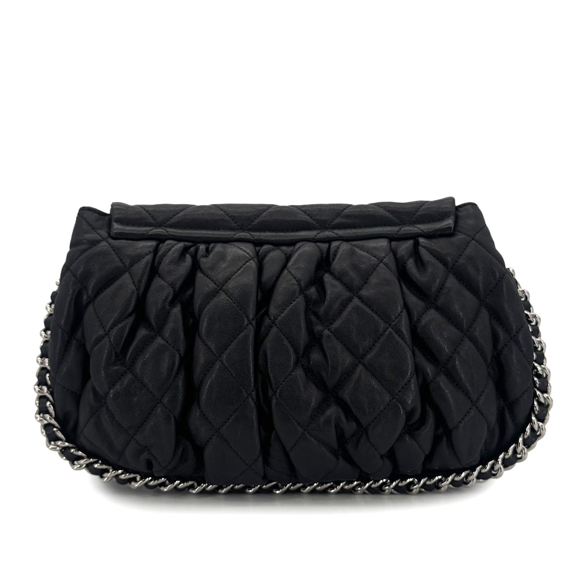 Luxury Promise Japan CHANEL MATELASSE CHAIN AROUND SHOULDER BAG BLACK LEATHER 90301101