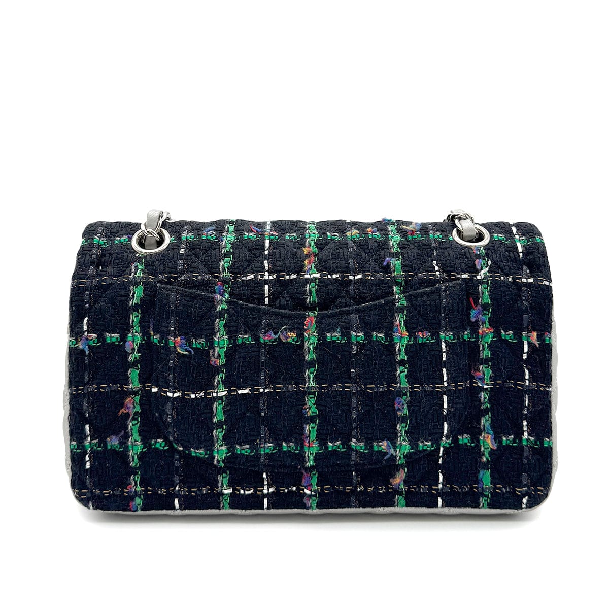 Luxury Promise Japan CHANEL MATELASSE CHAIN SHOULDER BAG BLACK GREEN TWEED 90294174