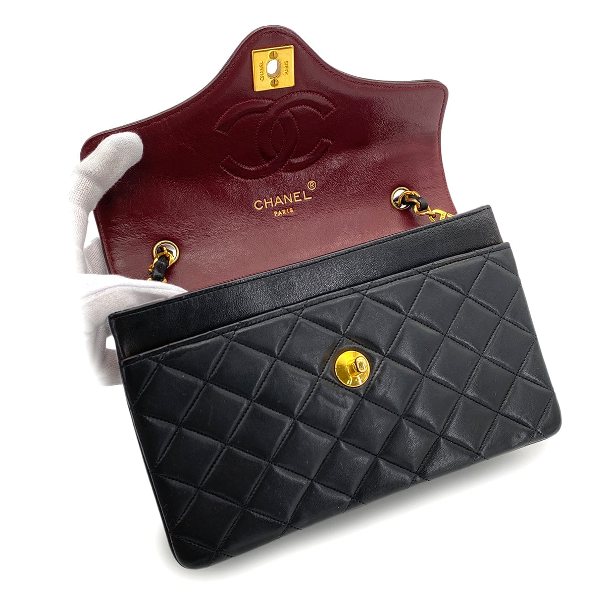 Luxury Promise Japan CHANEL MATELASSE CHAIN SHOULDER BAG BLACK LAMB SKIN 90272960