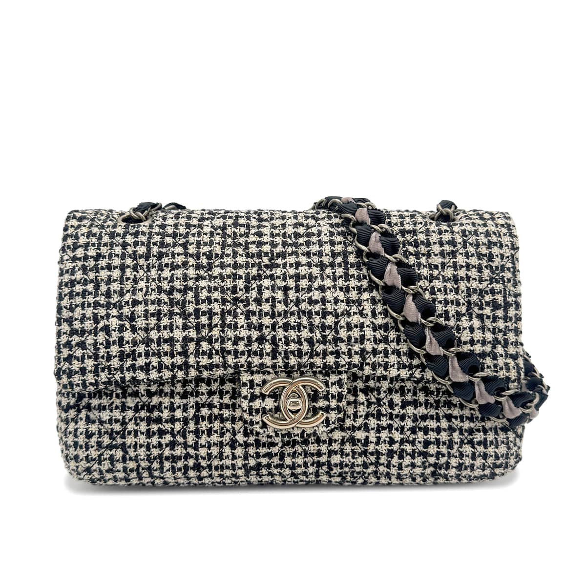Luxury Promise Japan CHANEL MATELASSE CHAIN SHOULDER BAG BLACK TWEED 90273077