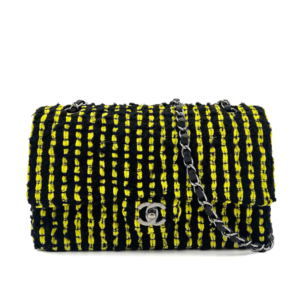 Luxury Promise Japan CHANEL MATELASSE CHAIN SHOULDER BAG BLACK YELLOW TWEED 90301743