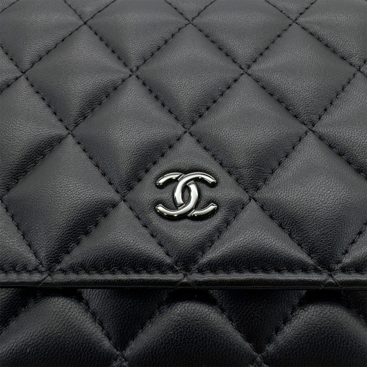 Luxury Promise Japan CHANEL MATELASSE CHAIN WALLET BLACK LAMB SKIN 90290311