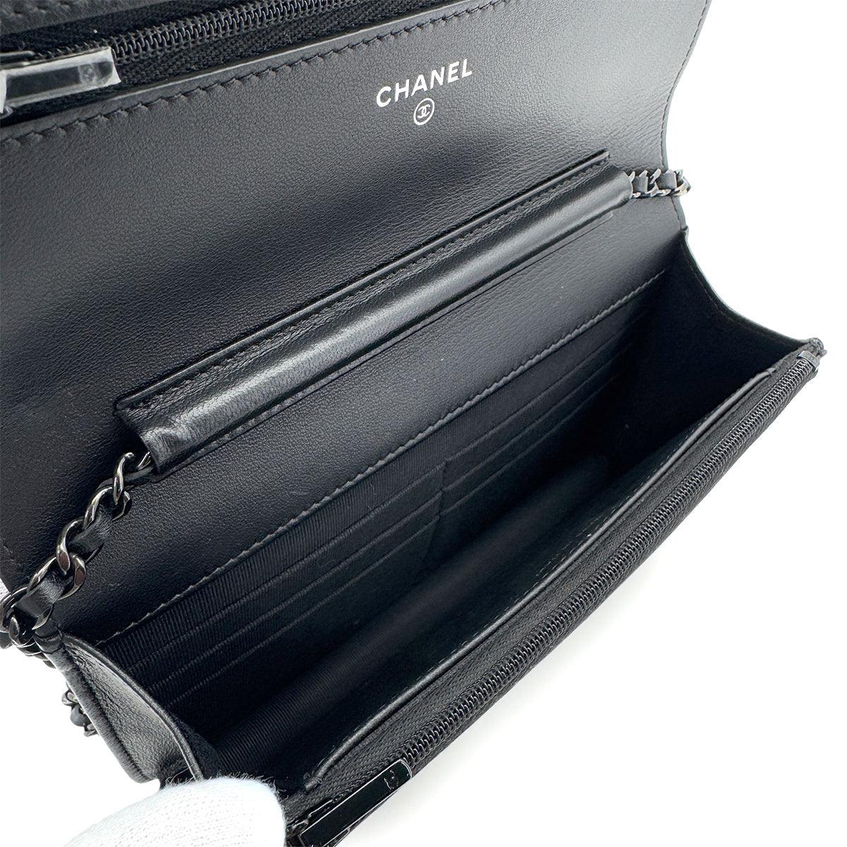 Luxury Promise Japan CHANEL MATELASSE CHAIN WALLET BLACK LAMB SKIN 90290311