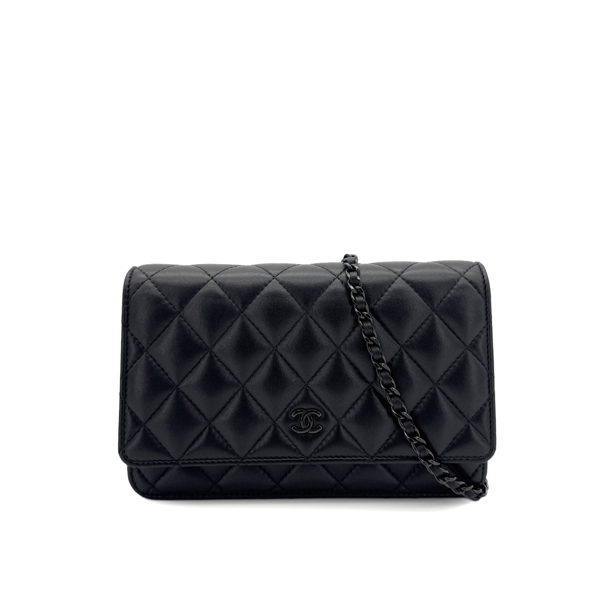 Luxury Promise Japan CHANEL MATELASSE CHAIN WALLET BLACK LAMB SKIN 90290311