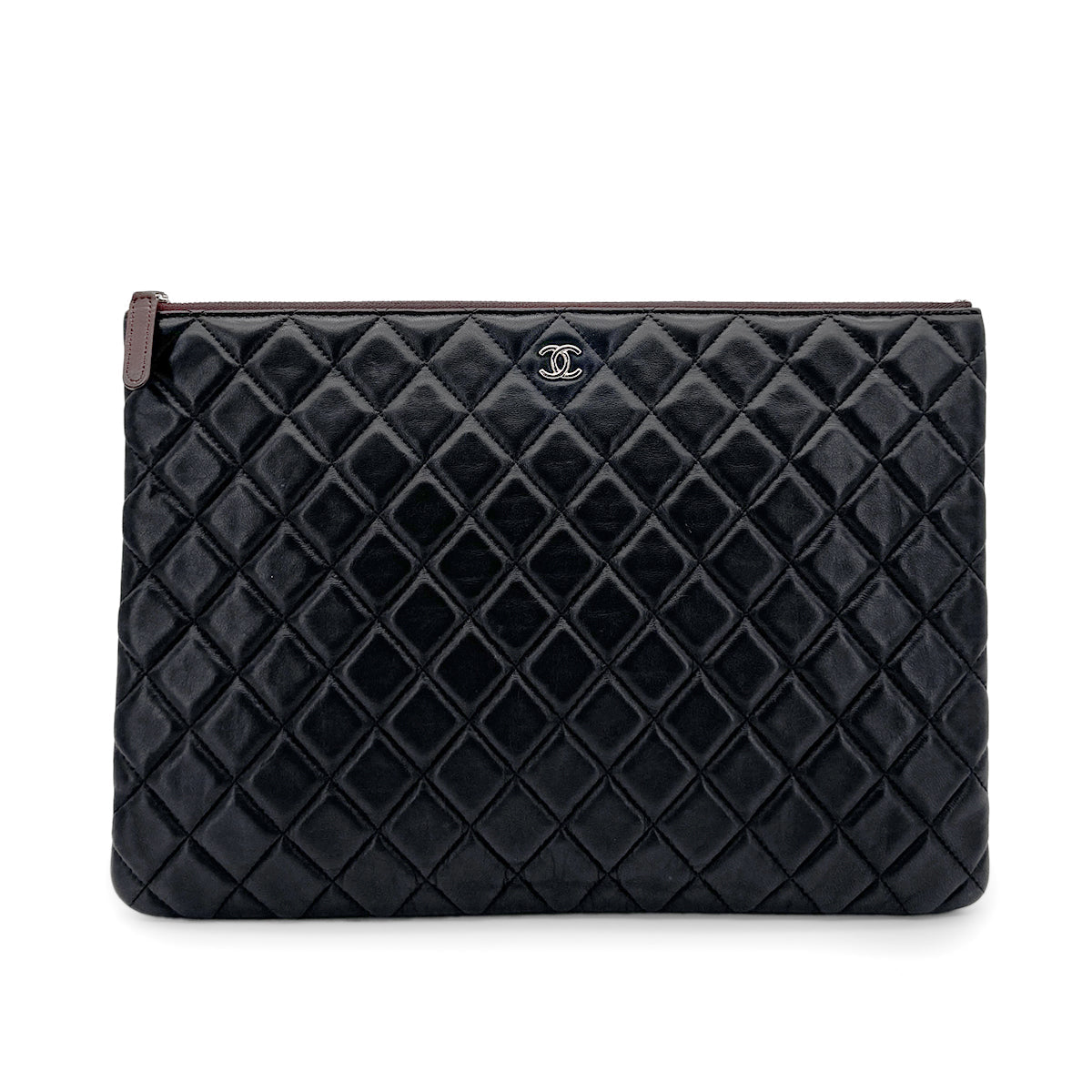 Luxury Promise Japan CHANEL MATELASSE CLUTCH BAG BLACK LAMB SKIN 90280503