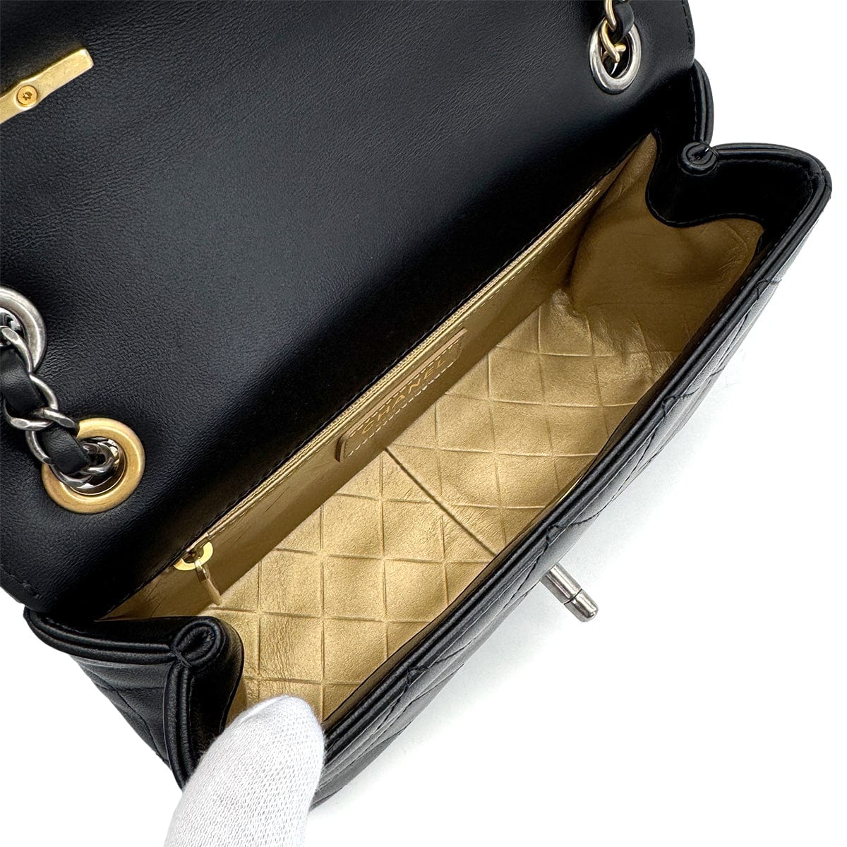 Luxury Promise Japan CHANEL MATELASSE COCO CLIPS CHAIN SHOULDER BAG RHINESTONE FAUX PEARL BLACK LAMB SKIN GOLD HARDWARE 90324131