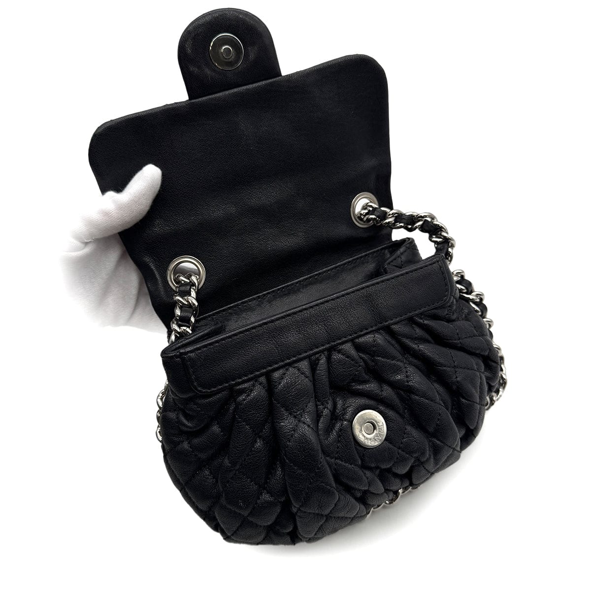 Luxury Promise Japan CHANEL MATELASSE COCOMARK CHAIN AROUND SHOULDER BAG BLACK LEATHER 90314412