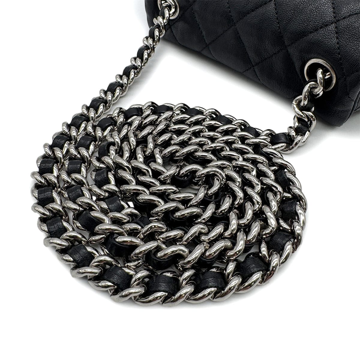 Luxury Promise Japan CHANEL MATELASSE COCOMARK CHAIN AROUND SHOULDER BAG BLACK LEATHER 90314412