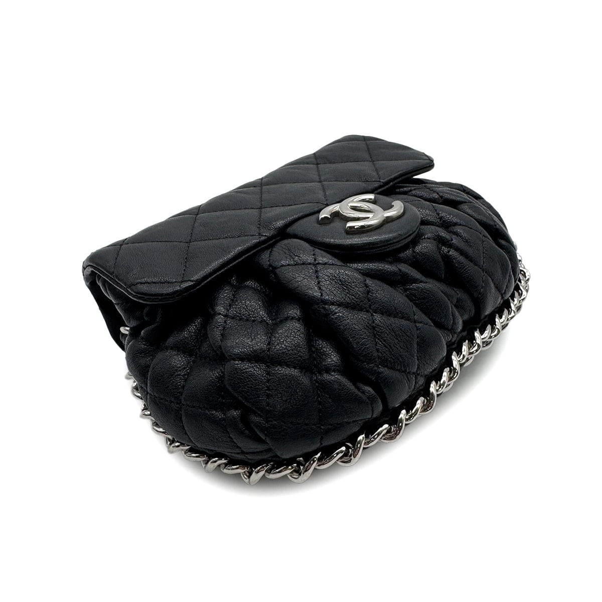 Luxury Promise Japan CHANEL MATELASSE COCOMARK CHAIN AROUND SHOULDER BAG BLACK LEATHER 90314412