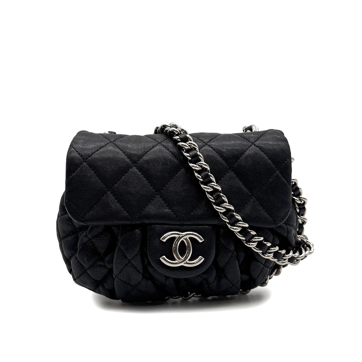Luxury Promise Japan CHANEL MATELASSE COCOMARK CHAIN AROUND SHOULDER BAG BLACK LEATHER 90314412