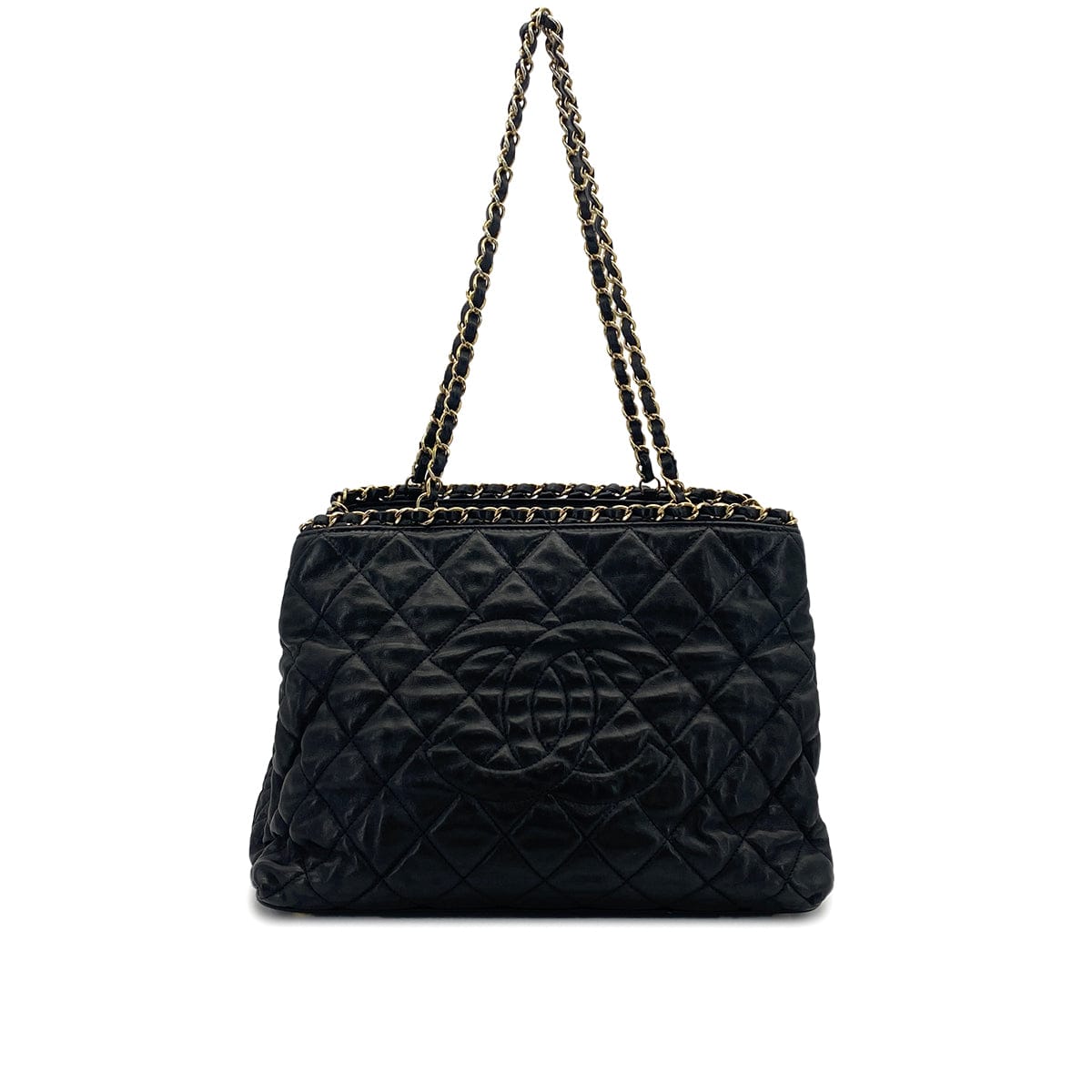 Luxury Promise Japan CHANEL MATELASSE COCOMARK CHAIN SHOULDER BAG BLACK LEATHER GOLD HARDWARE 90322778