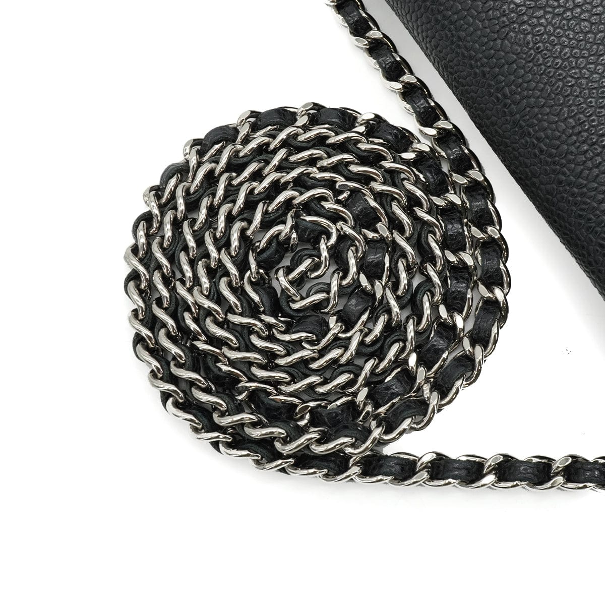Luxury Promise Japan CHANEL MATELASSE HALF MOON CHAIN SHOULDER BAG BLACK CAVIAR SKIN SILVER HARDWARE 90343936