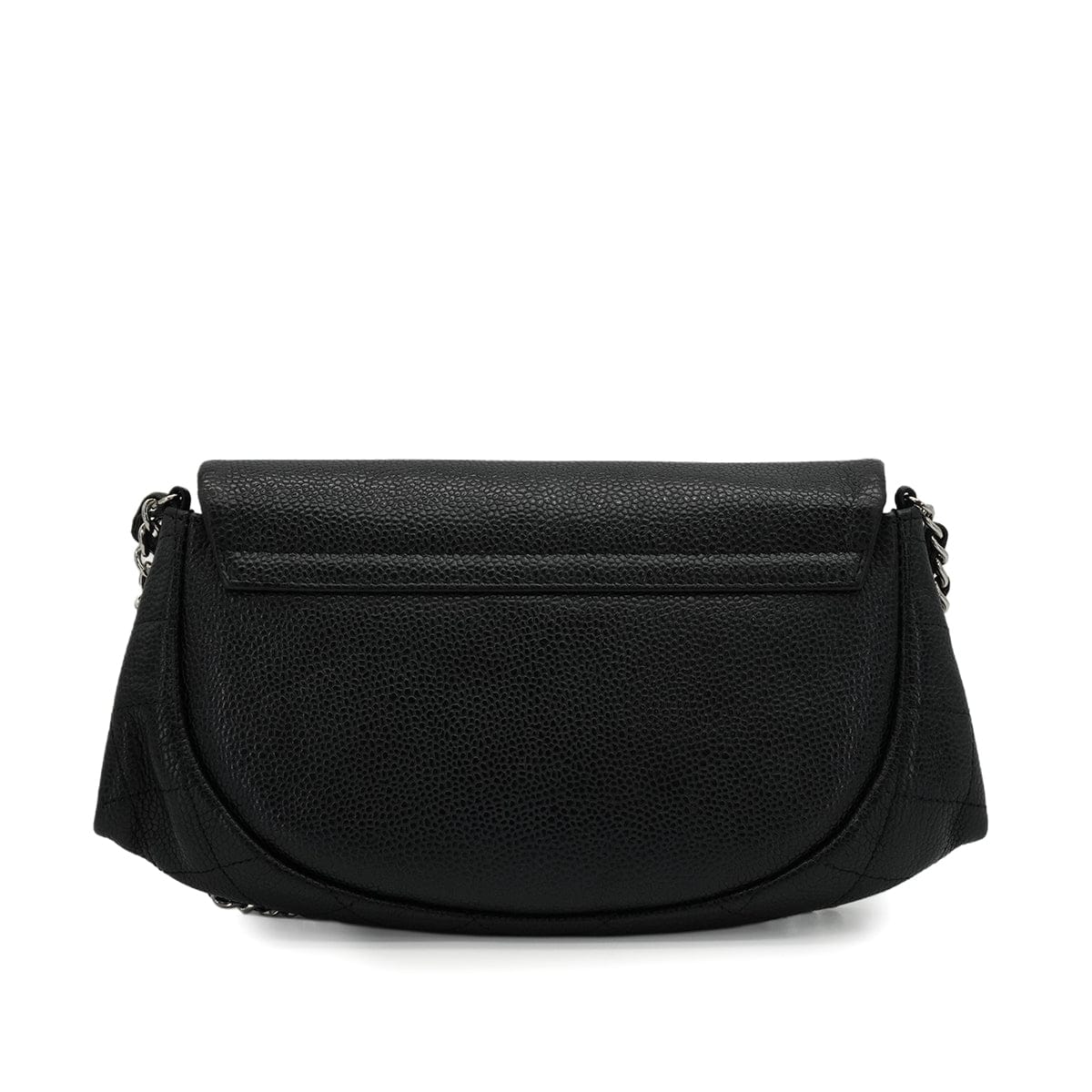 Luxury Promise Japan CHANEL MATELASSE HALF MOON CHAIN SHOULDER BAG BLACK CAVIAR SKIN SILVER HARDWARE 90343936