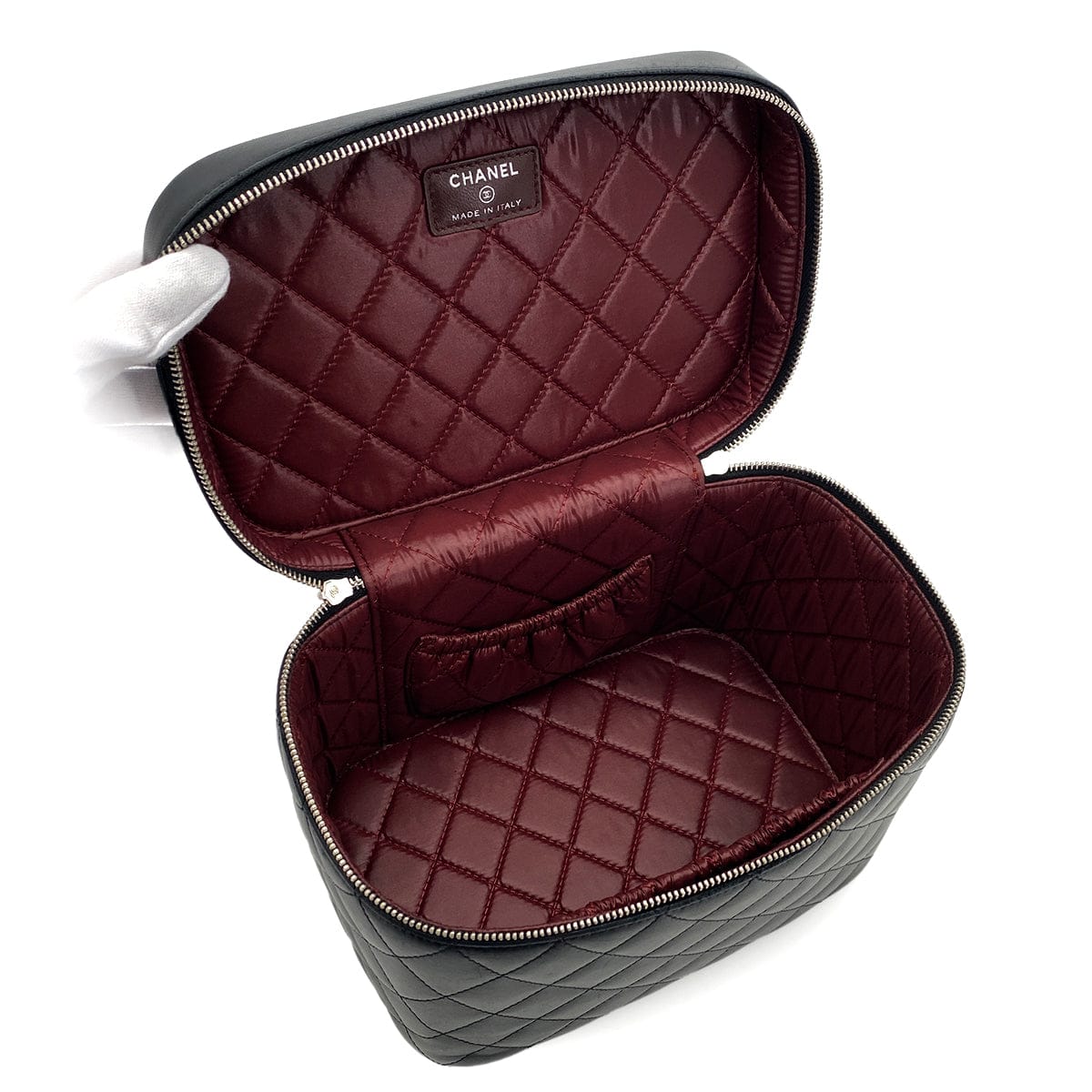 Luxury Promise Japan CHANEL MATELASSE VANITY HAND BAG BLACK LAMB SKIN 90305899