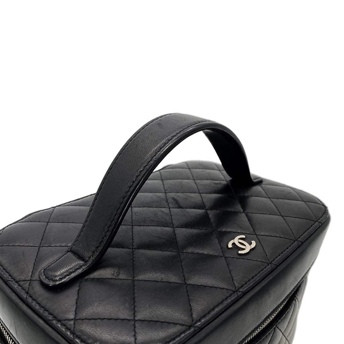 Luxury Promise Japan CHANEL MATELASSE VANITY HAND BAG BLACK LAMB SKIN 90305899