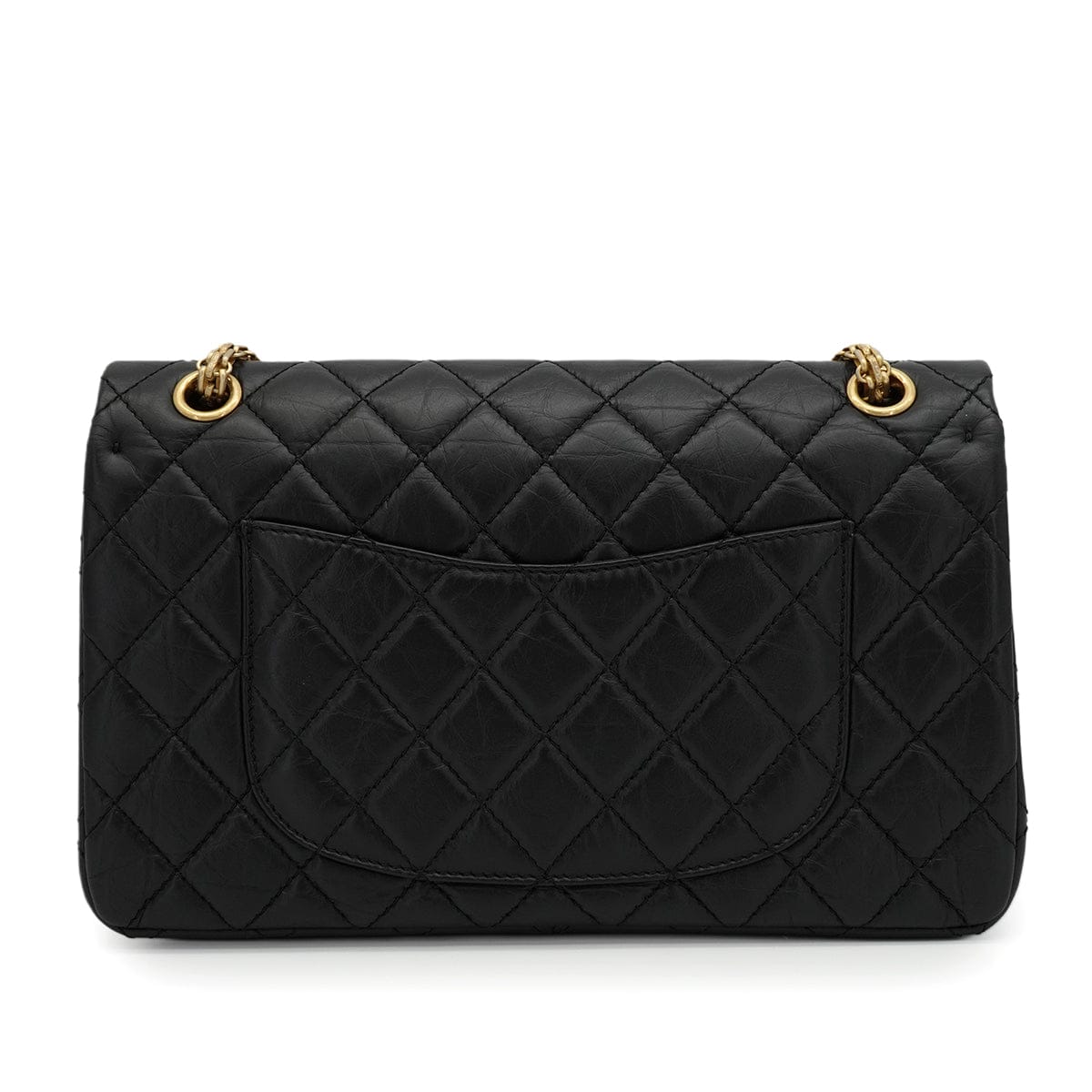Luxury Promise Japan CHANEL MATERASSE 2.55 CHAIN SHOULDER BAG BLACK LEATHER GOLD HARDWARE 90345071