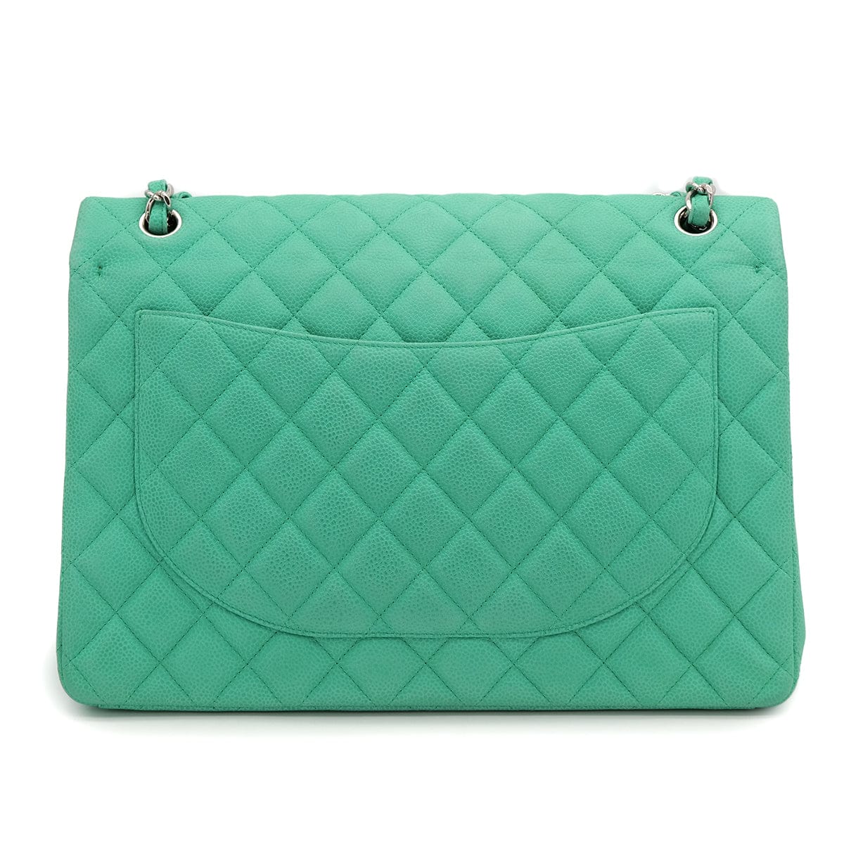 Luxury Promise Japan CHANEL MAXI MATELASSE 34 CHAIN SHOULDER BAG EMERALD GREEN CAVIAR SKIN SILVER HARDWARE 90317871