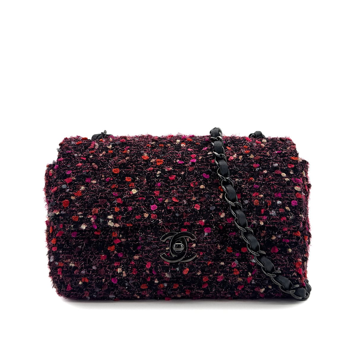 Luxury Promise Japan CHANEL MINI MATELASSE 20 CHAIN SHOULDER BAG BLACK PINK TWEED 90294980