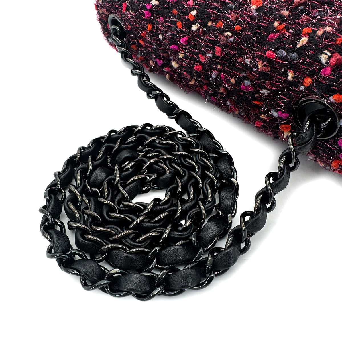 Luxury Promise Japan CHANEL MINI MATELASSE 20 CHAIN SHOULDER BAG BLACK PINK TWEED 90294980