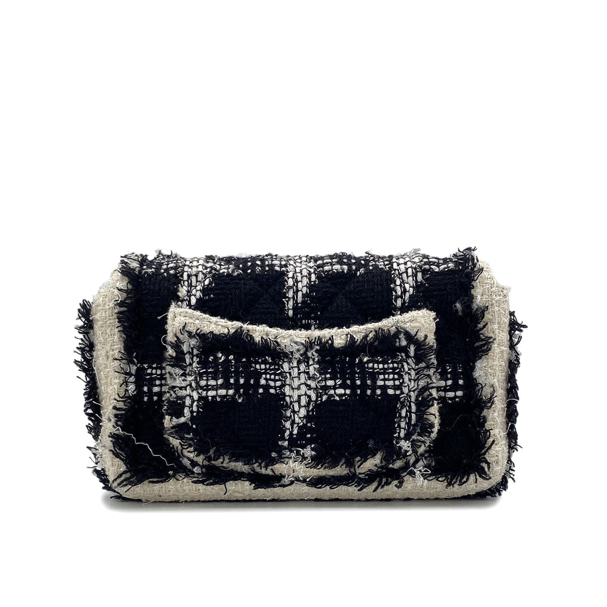 Luxury Promise Japan CHANEL MINI MATELASSE 20 CHAIN SHOULDER BAG BLACK WHITE TWEED 90296674