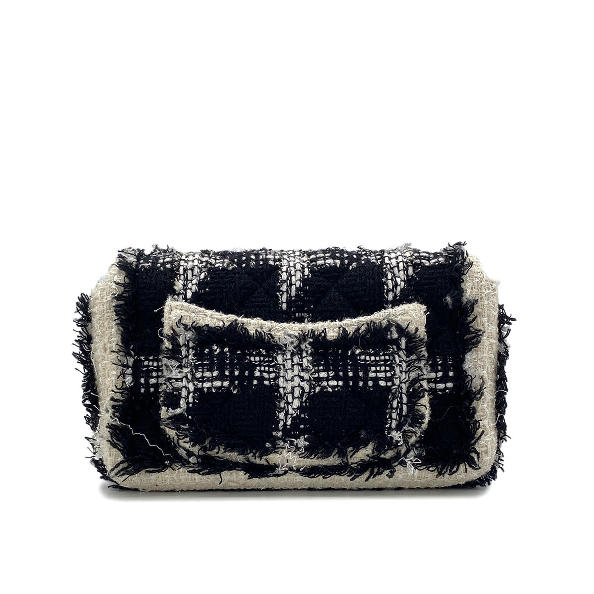Luxury Promise Japan CHANEL MINI MATELASSE 20 CHAIN SHOULDER BAG BLACK WHITE TWEED 90296674