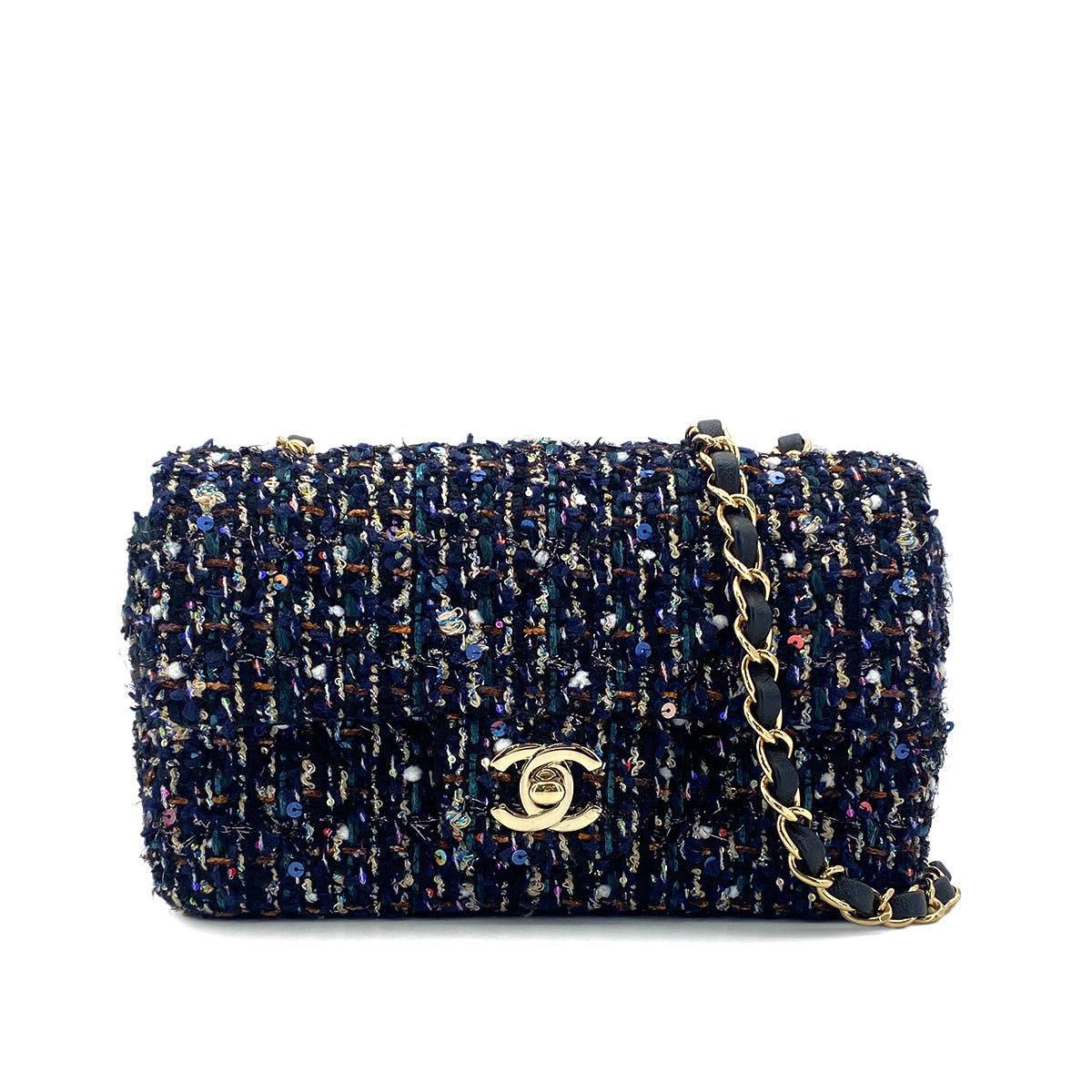 Luxury Promise Japan CHANEL MINI MATELASSE 20 CHAIN SHOULDER BAG MULTICOLOR TWEED 90301697