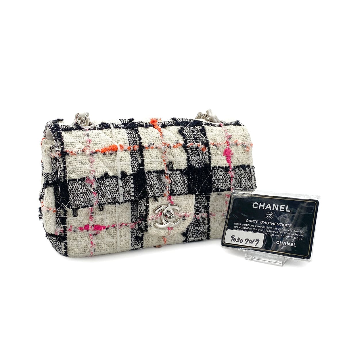 Luxury Promise Japan CHANEL MINI MATELASSE 20 CHAIN SHOULDER BAG MULTICOLOR TWEED 90307017