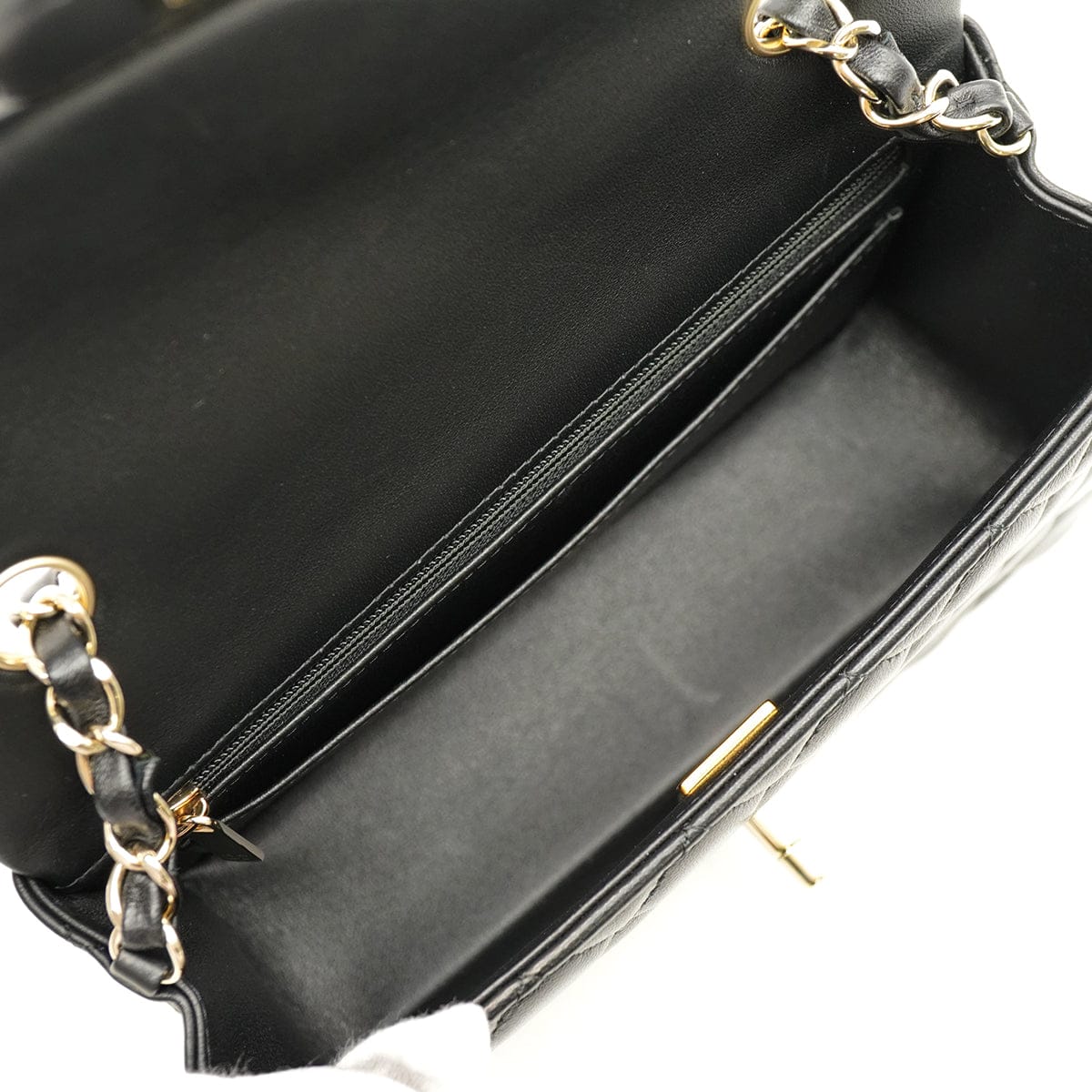 Luxury Promise Japan CHANEL MINI MATELASSE CHAIN SHOULDER BAG BLACK LAMB SKIN GOLD HARDWARE 90346109