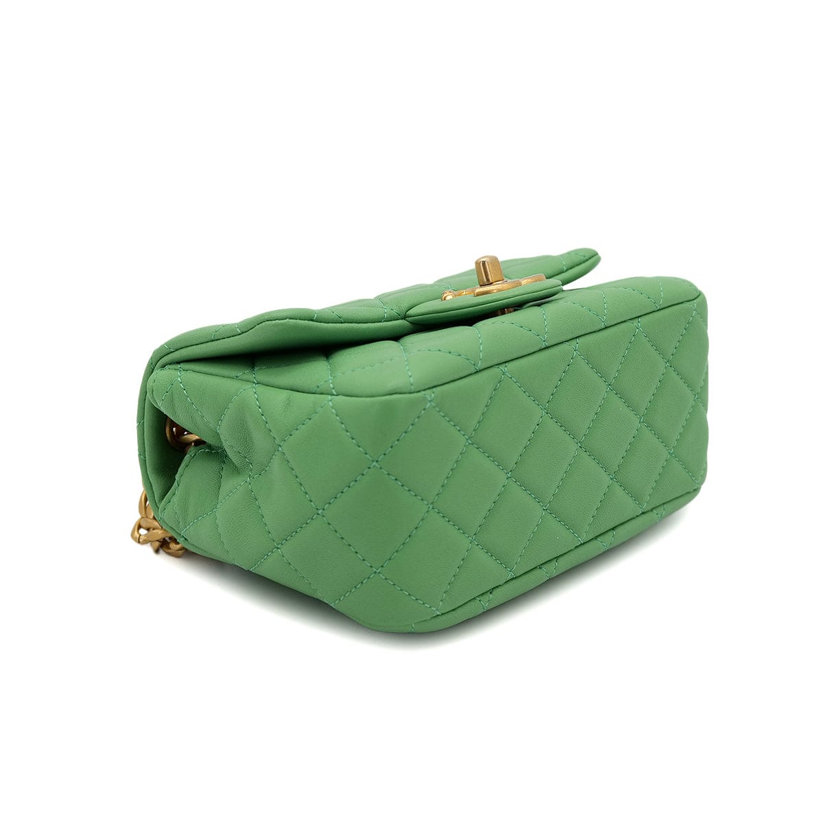 Luxury Promise Japan CHANEL MINI MATELASSE CHAIN SHOULDER BAG GREEN LAMB SKIN 90301708