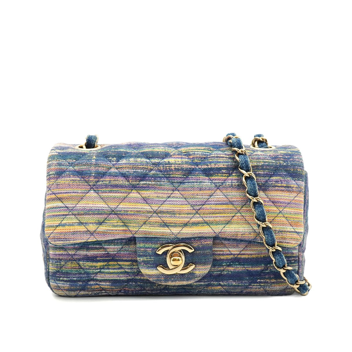 Luxury Promise Japan CHANEL MINI MATELASSE CHAIN SHOULDER BAG MULTICOLOR DENIM GOLD HARDWARE 90334871