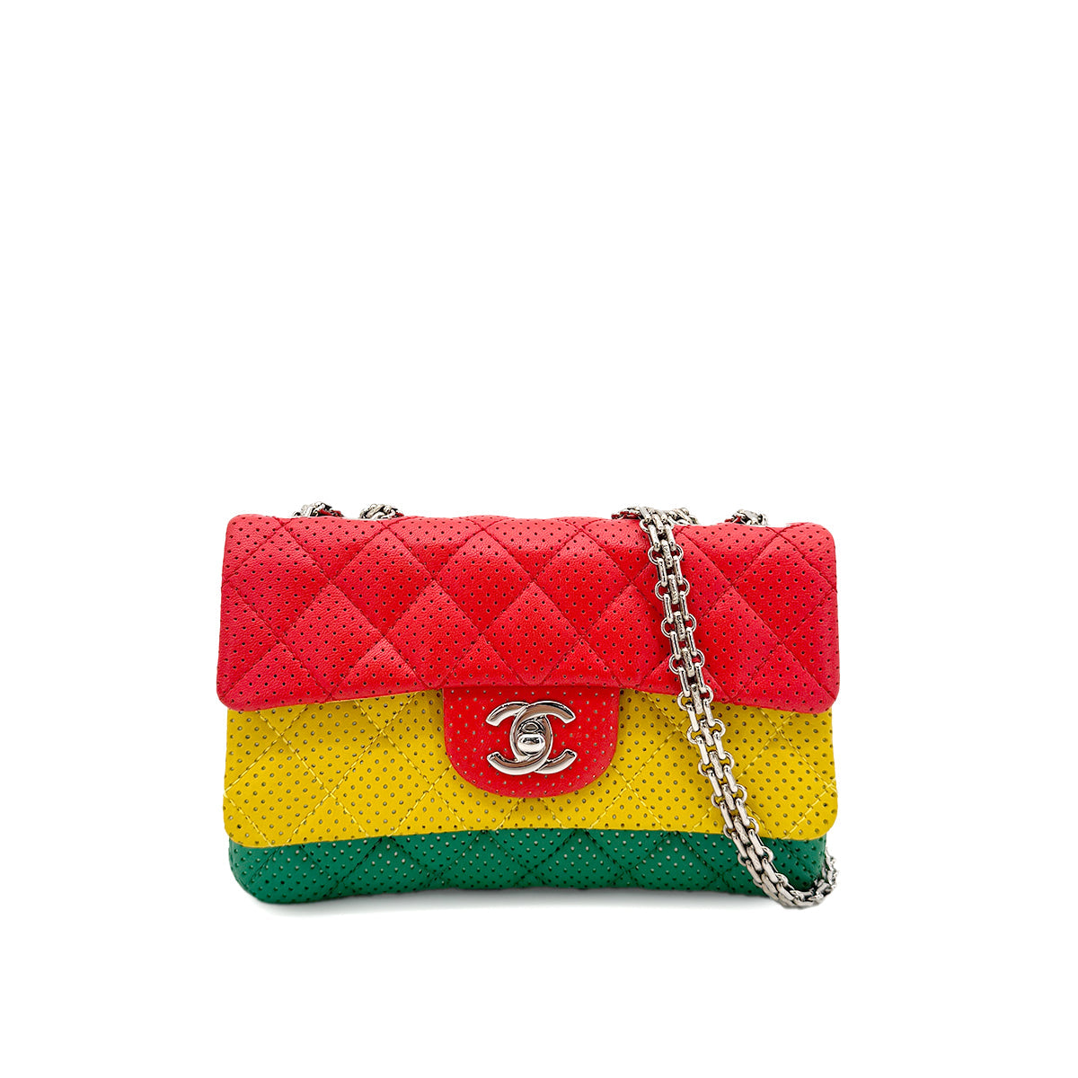 Luxury Promise Japan CHANEL MINI MATELASSE CHAIN SHOULDER BAG PUNCHING RASTA COLORS LAMB SKIN 90275622