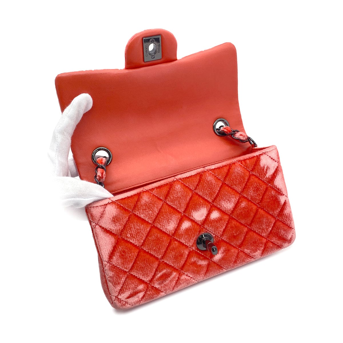 Luxury Promise Japan CHANEL MINI MATELASSE CHAIN SHOULDER BAG RED VELOR 90270802