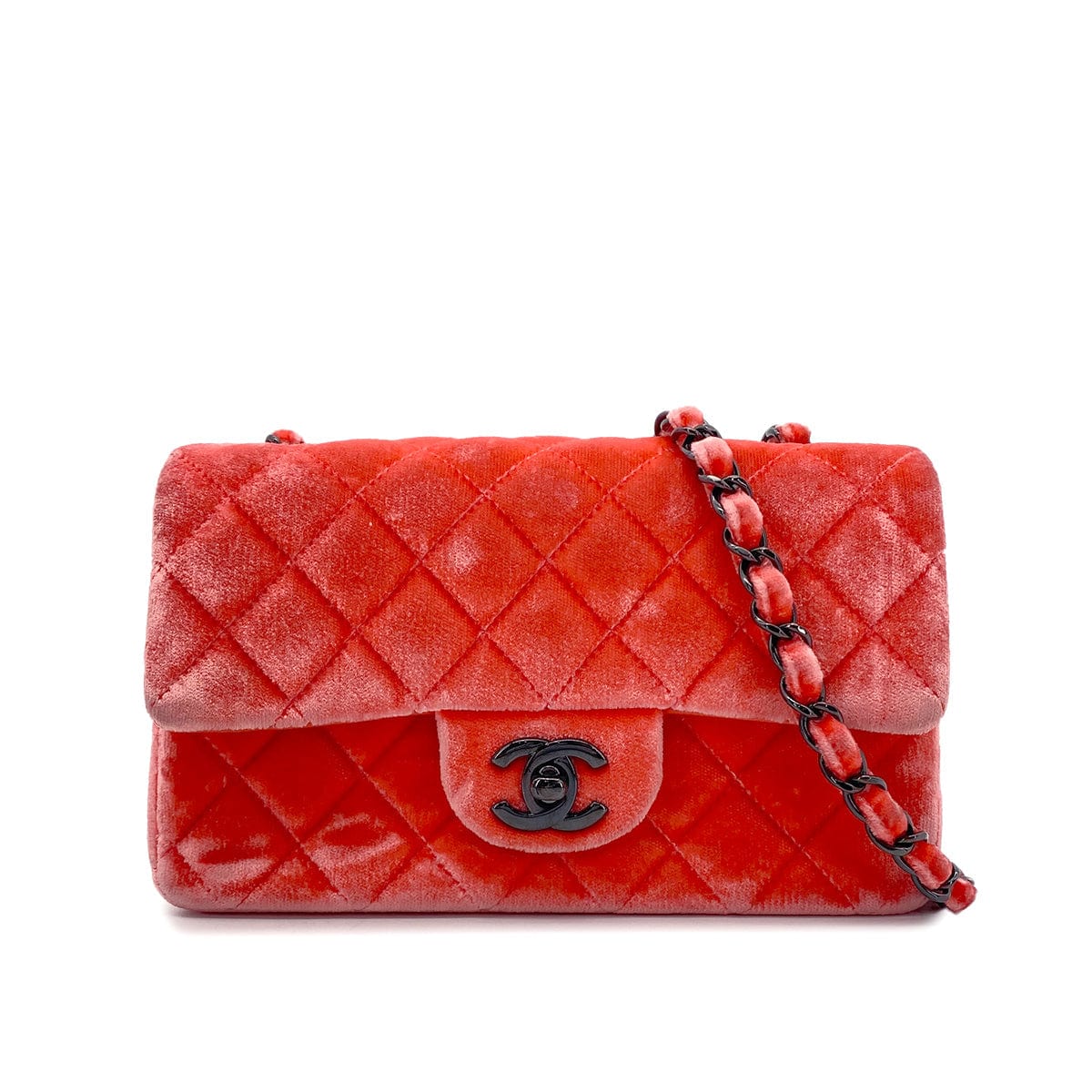Luxury Promise Japan CHANEL MINI MATELASSE CHAIN SHOULDER BAG RED VELOR 90270802