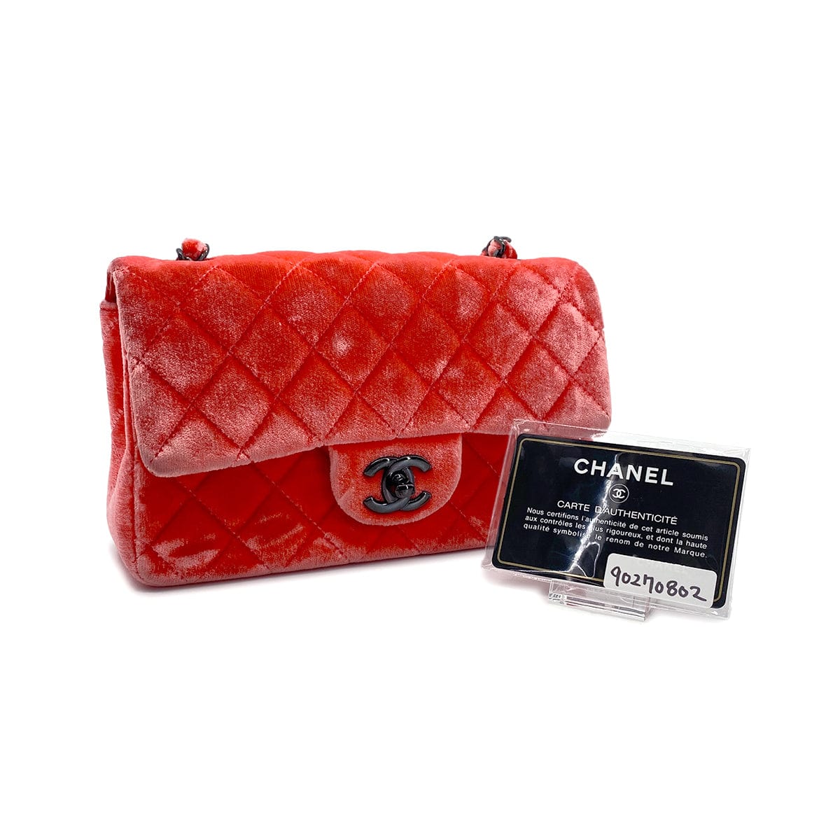 Luxury Promise Japan CHANEL MINI MATELASSE CHAIN SHOULDER BAG RED VELOR 90270802