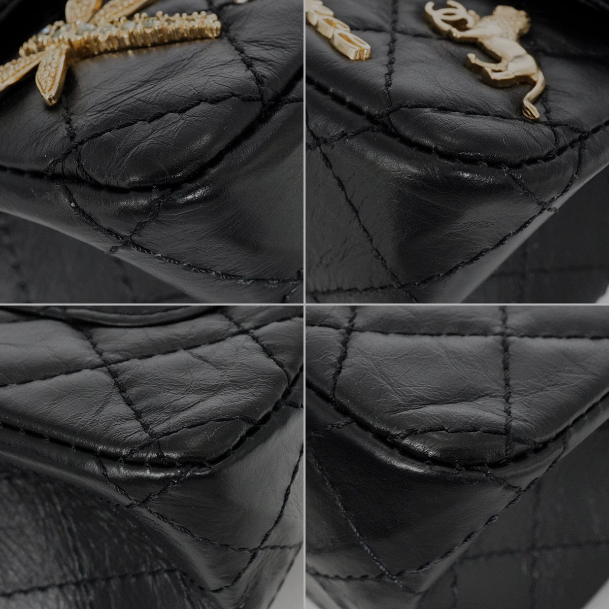 Luxury Promise Japan CHANEL MINI MATERASSE 2.55 LUCKY CHARM CHAIN SHOULDER BAG BLACK LEATHER GOLD HARDWARE 90344450